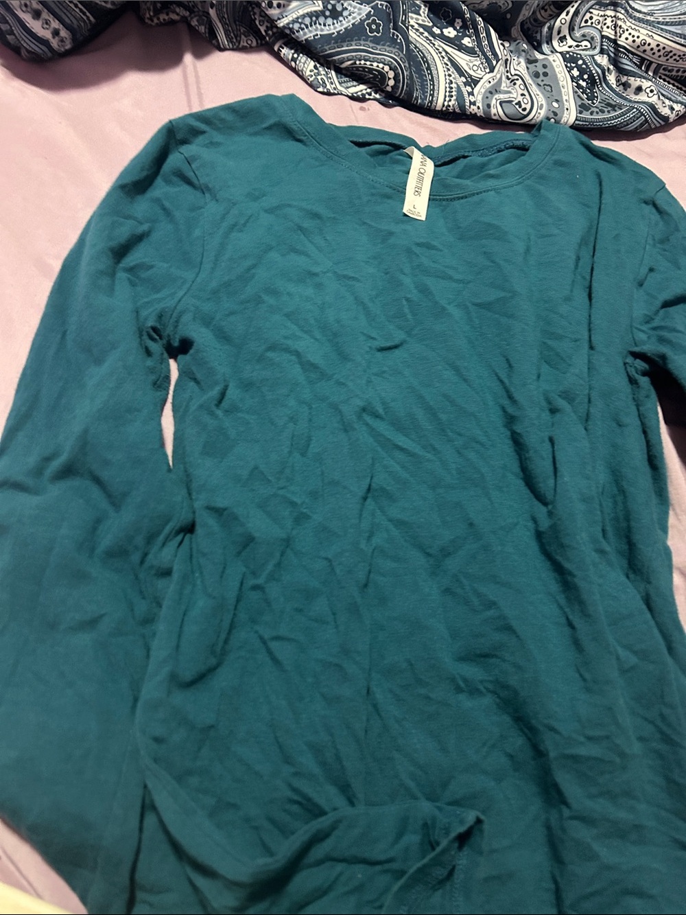 Zenana Outfitters Teal Long-Sleeve Kids Tee